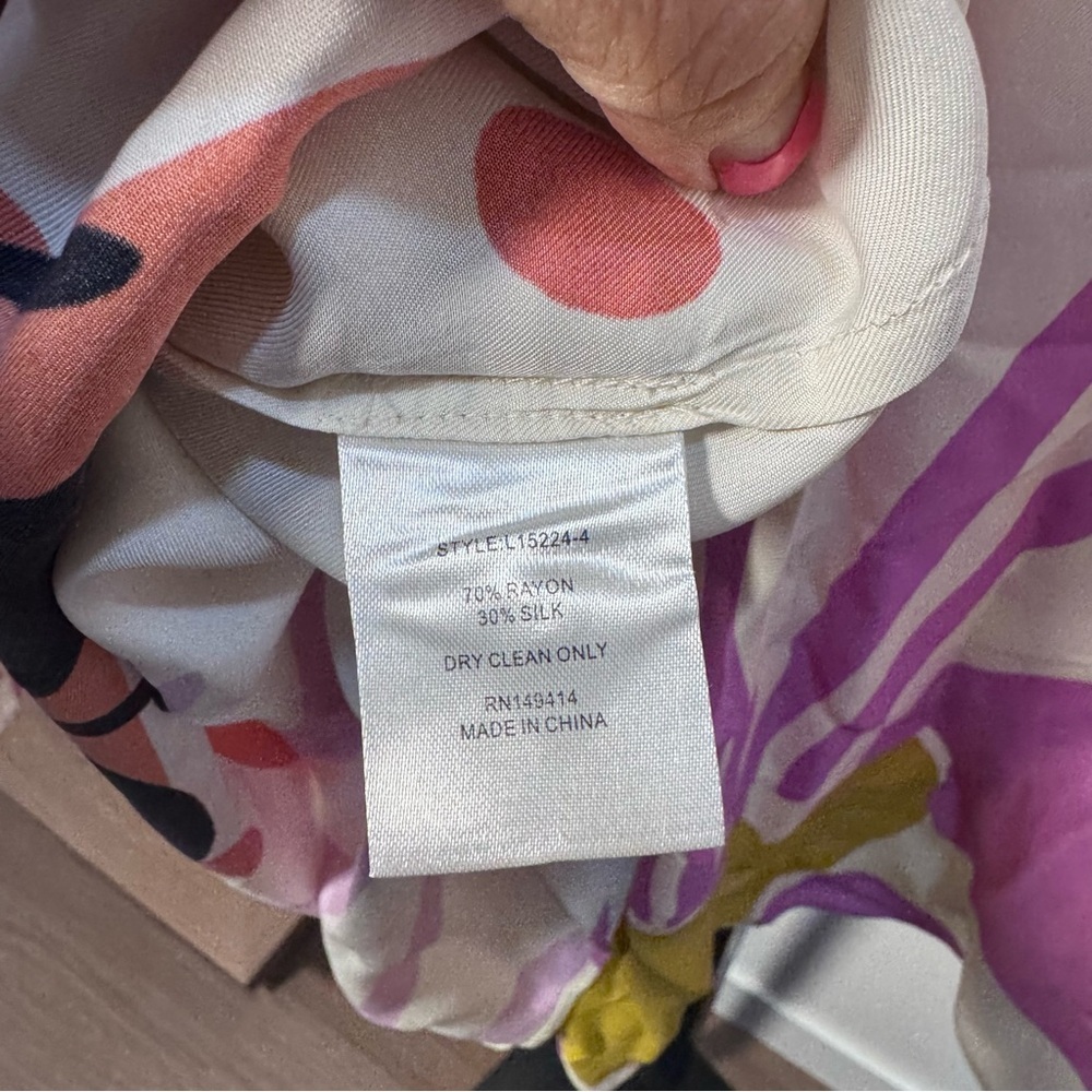 Jade Johnny Was Cream Button-Up Blouse with Colorful Sun & Bird Print XL - Picture 7 of 9